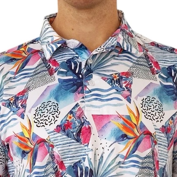 HOLSON GOLF CO. The MICHAEL Good Shirts for Bad Golfers Tropical Print Polo (M) - Picture 7 of 13